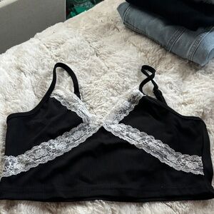 Black Lace Trim tank top/ bralette